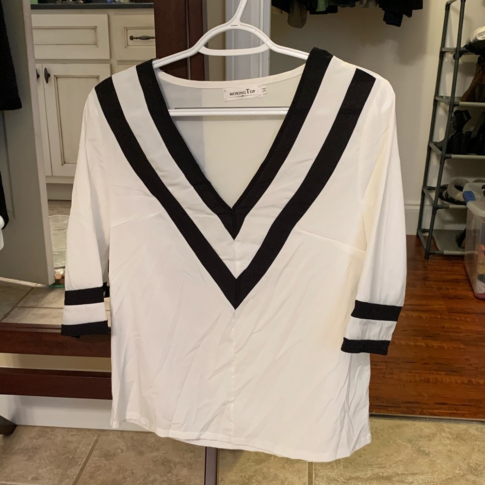 Sheer Black and white blouse. Worn once.
